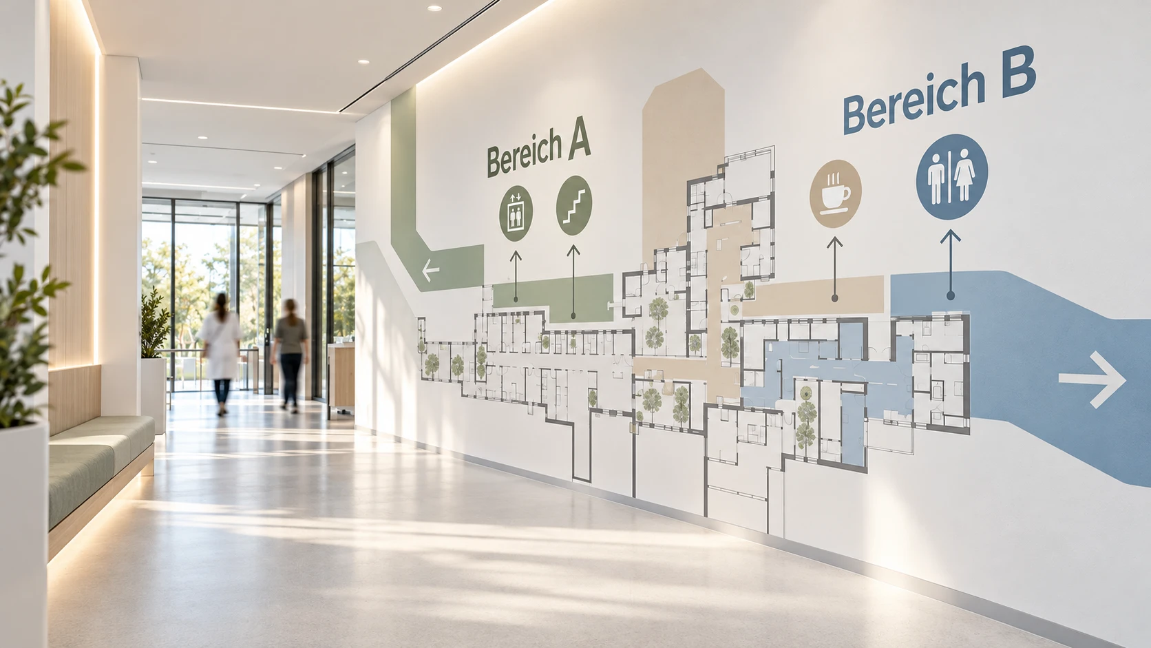 Klinikflur mit Leitsystem