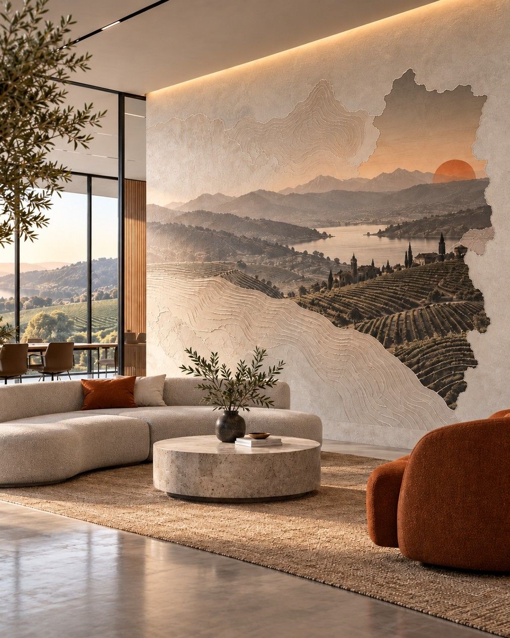 Lounge mit Landschaftsmotiv